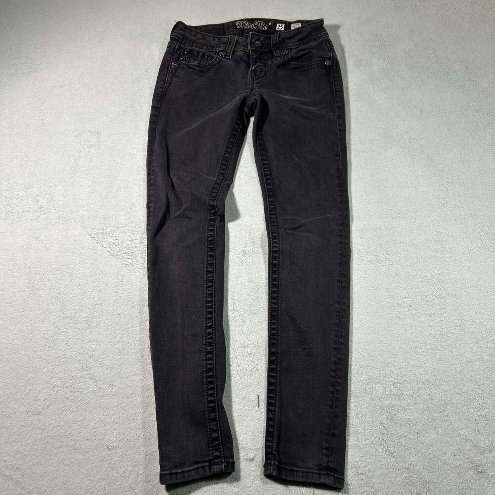 Y2K 2000s Miss Me Angel Cross Slim Skinny Jean Sz 25x28 Straight Lowrise Goth